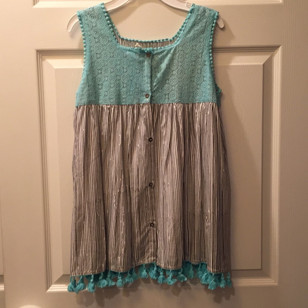 Girls Jessica Simpson Tassel Button Down Top